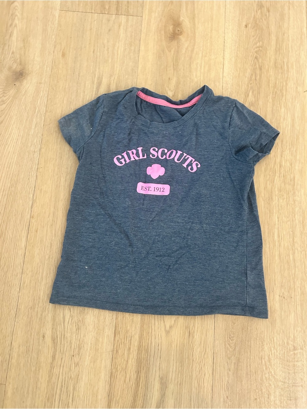 Heather Navy Girl Scouts Short Sleeve Tee with Pink Logo